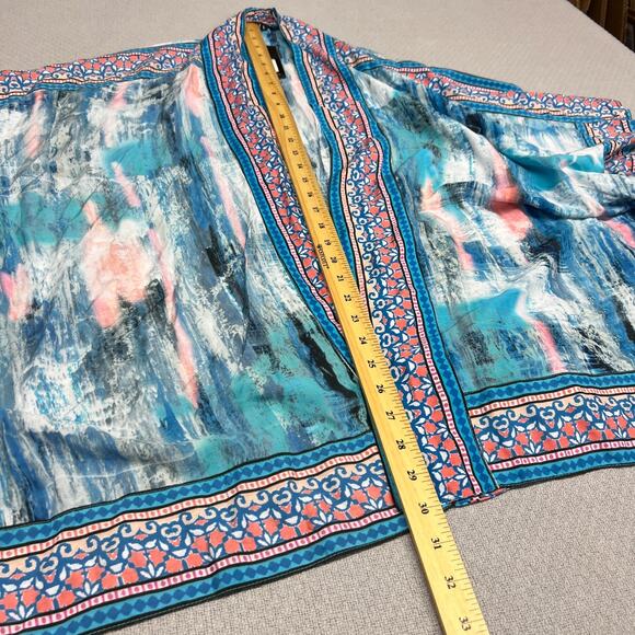 Tolani Collection Open Front Wrap Kimono Womens Large Colorful Boho Art - Picture 10 of 10